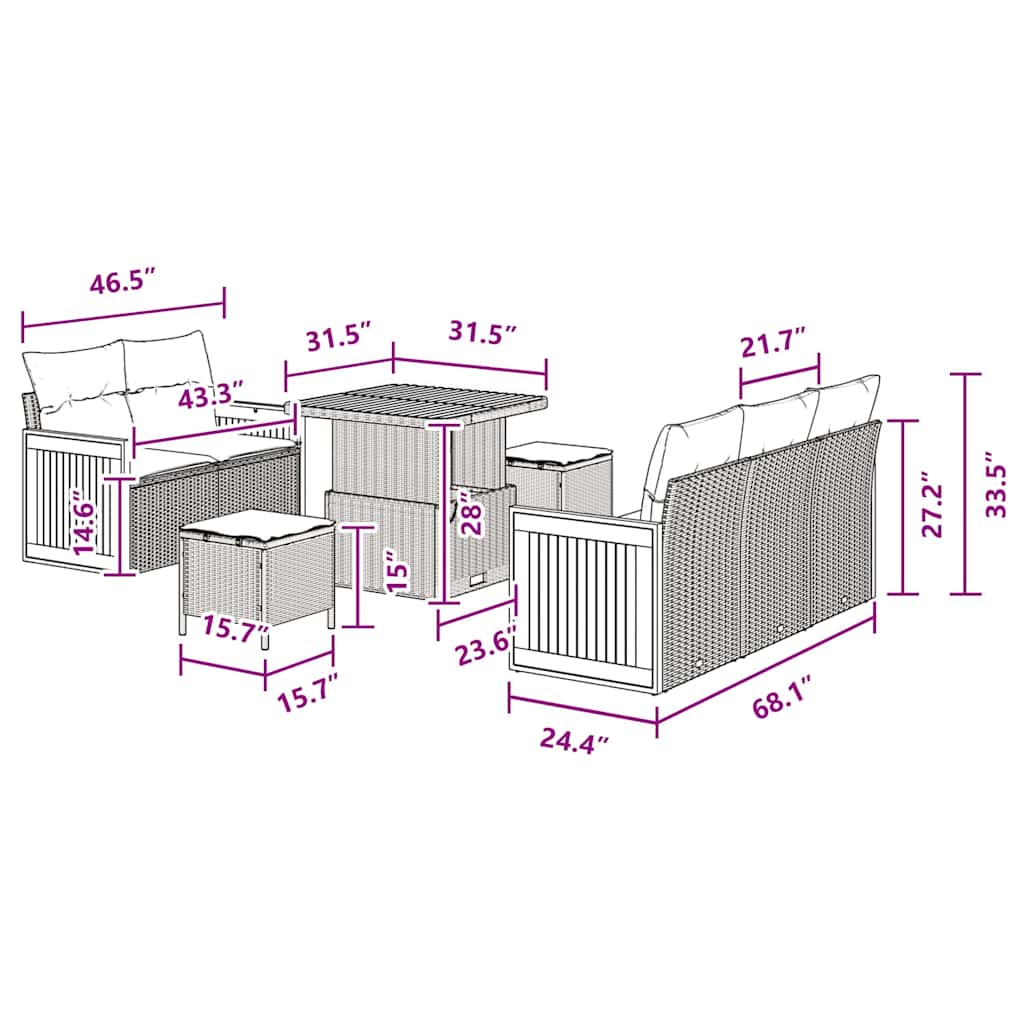Σετ Καναπέ Κήπου 13 Τεμαχίων με Μαξιλάρια Μαύρο Πολυ Ρατάν Ακακία