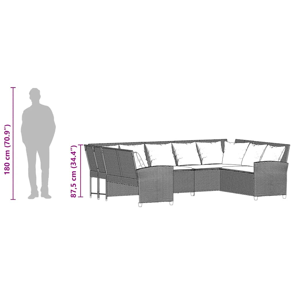 vidaXL Καναπές κήπου με Μαξιλάρια Μπεζ από Συνθετικό Ρατάν