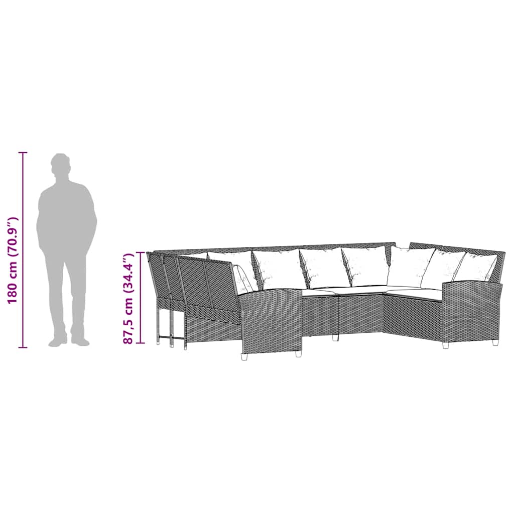 vidaXL Καναπές κήπου με Μαξιλάρια Μπεζ από Συνθετικό Ρατάν