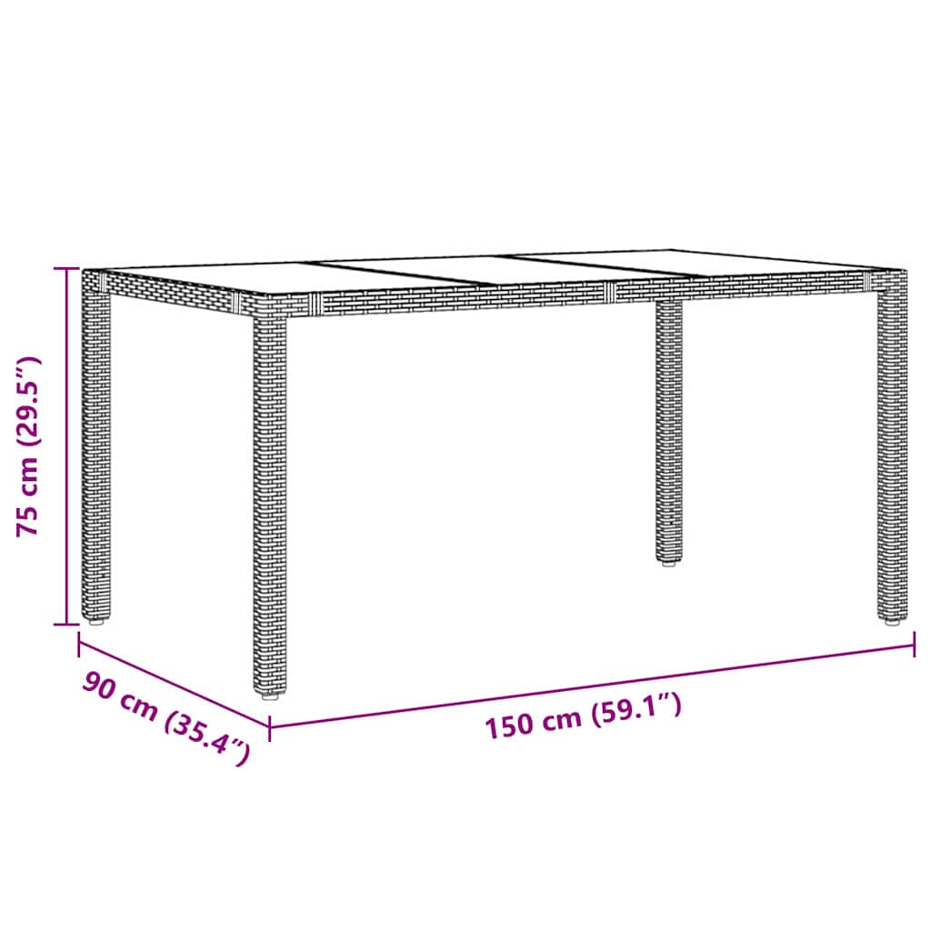 vidaXL Σετ Τραπεζαρίας Κήπου 7 Κομματιών Μαύρο Πολυ Ρατάν