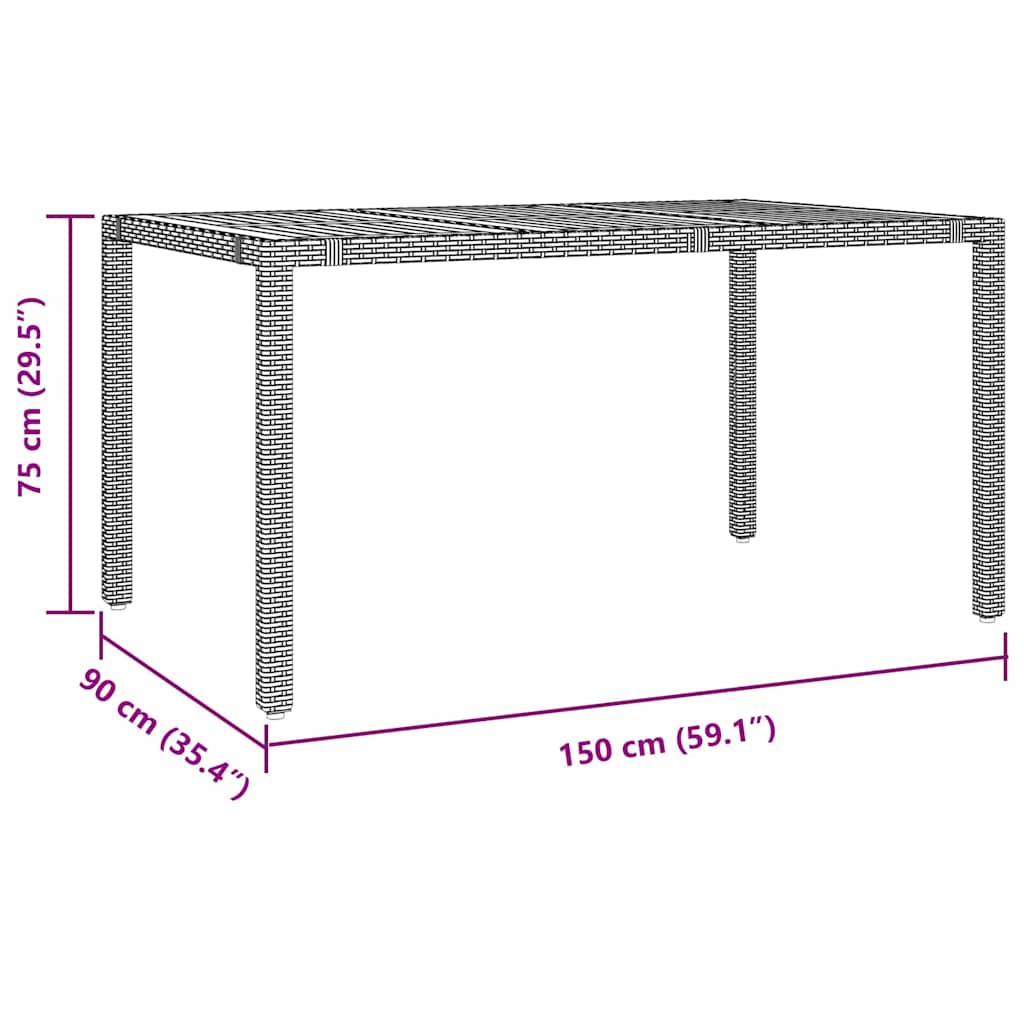 Σετ Τραπεζαρίας Κήπου 7 Τεμαχίων Μαύρο Πολυ Ράτανα