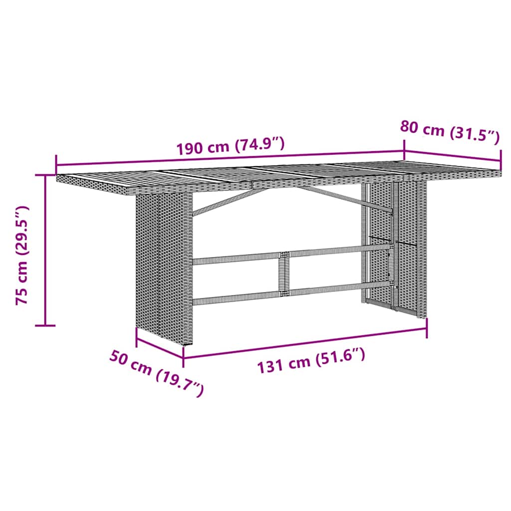 vidaXL Σέτ φαγητού για κήπο 9 τμχ. Γκρι συνθετικό ρατάν