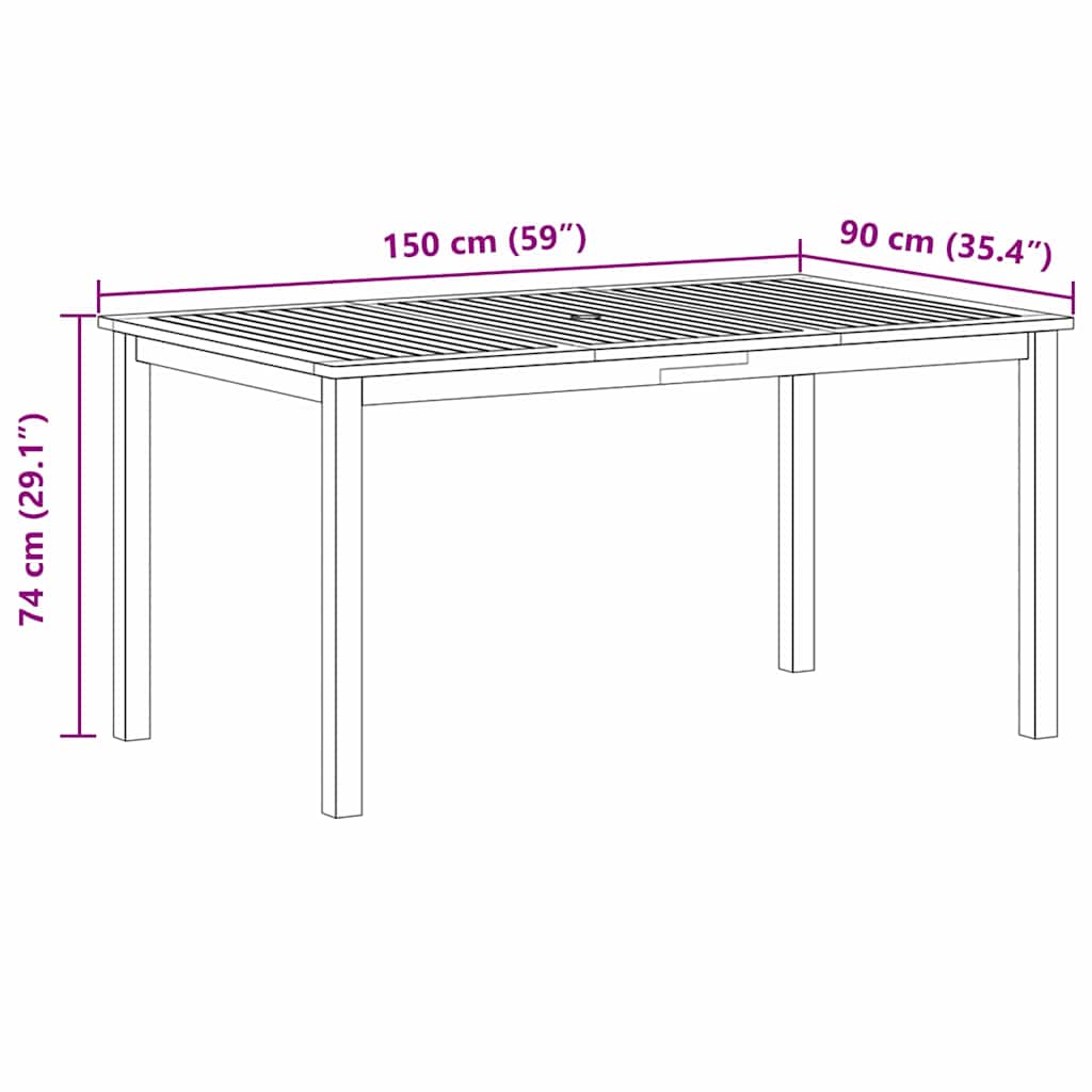 vidaXL Σετ Τραπεζαρίας Κήπου 7 pcs Μαύρο 150 x 90 x 74 cm