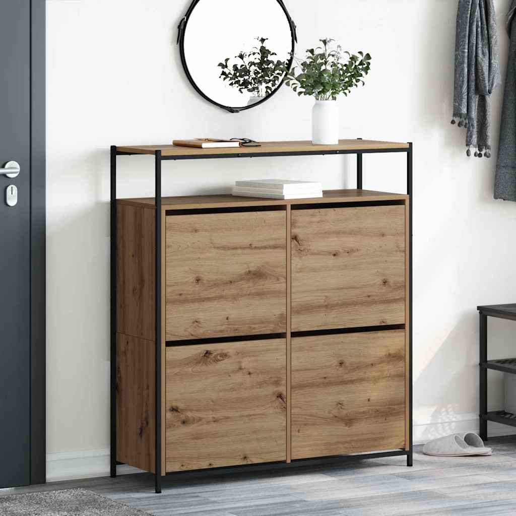 vidaXL Ντουλάπα Παπουτσιών με πόρτα artisan δρυς 100 x 34 x 112 εκ