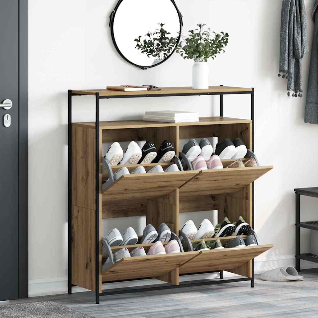 vidaXL Ντουλάπα Παπουτσιών με πόρτα artisan δρυς 100 x 34 x 112 εκ