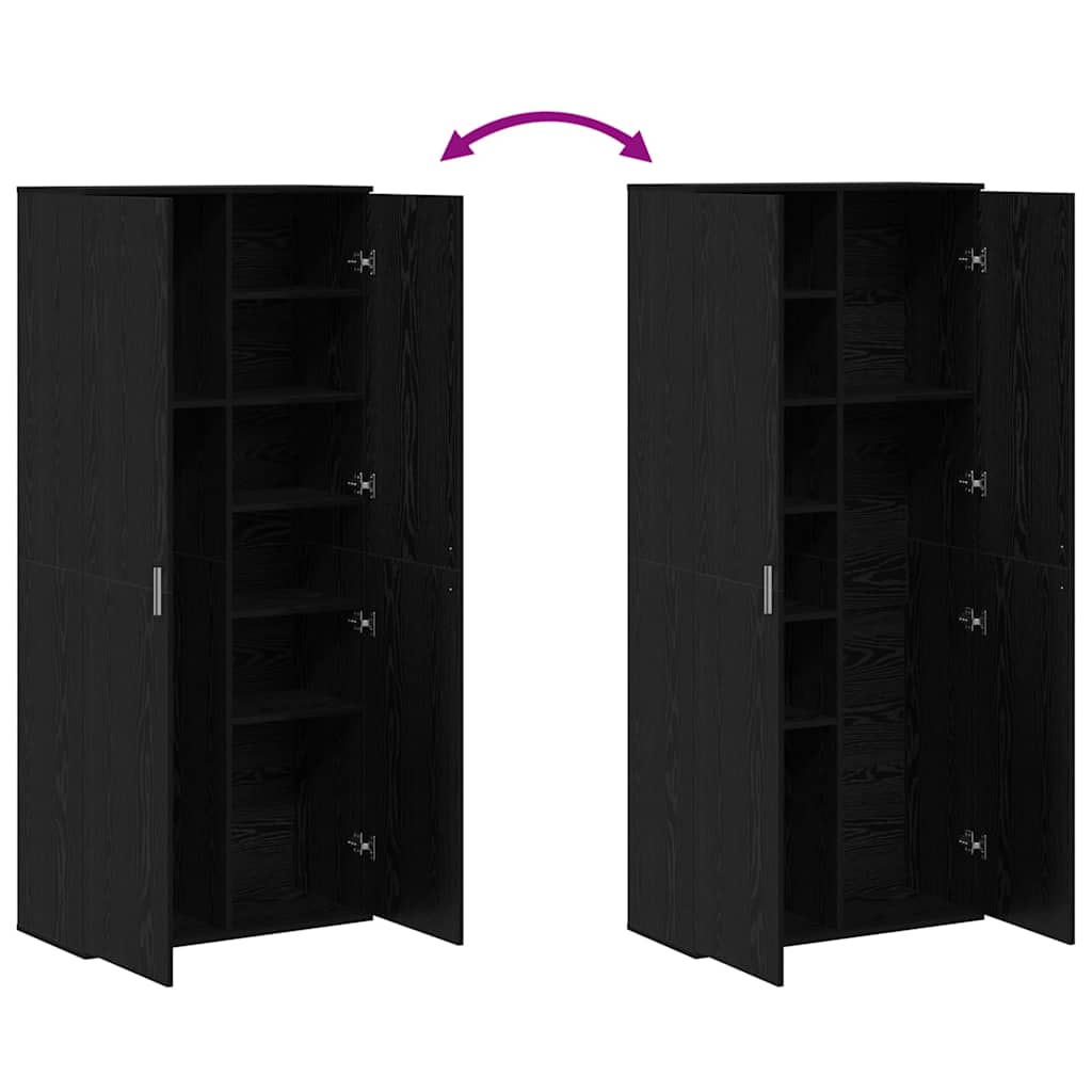 vidaXL Ψηλή Ντουλάπα Μαύρη δρυς 80 x 35 x 180 εκ Επεξεργασμένο ξύλο