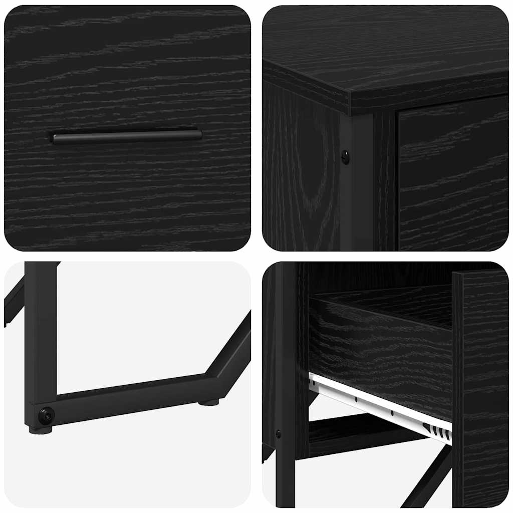 vidaXL Κομοδίνο Μαύρης Βελανιδιάς 91x35.5x74.5 εκ Επεξεργασμένο Ξύλο
