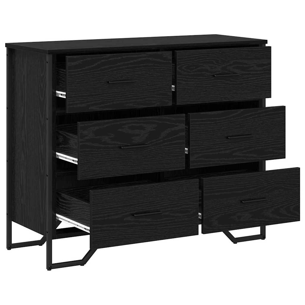 vidaXL Κομοδίνο Μαύρης Βελανιδιάς 91x35.5x74.5 εκ Επεξεργασμένο Ξύλο