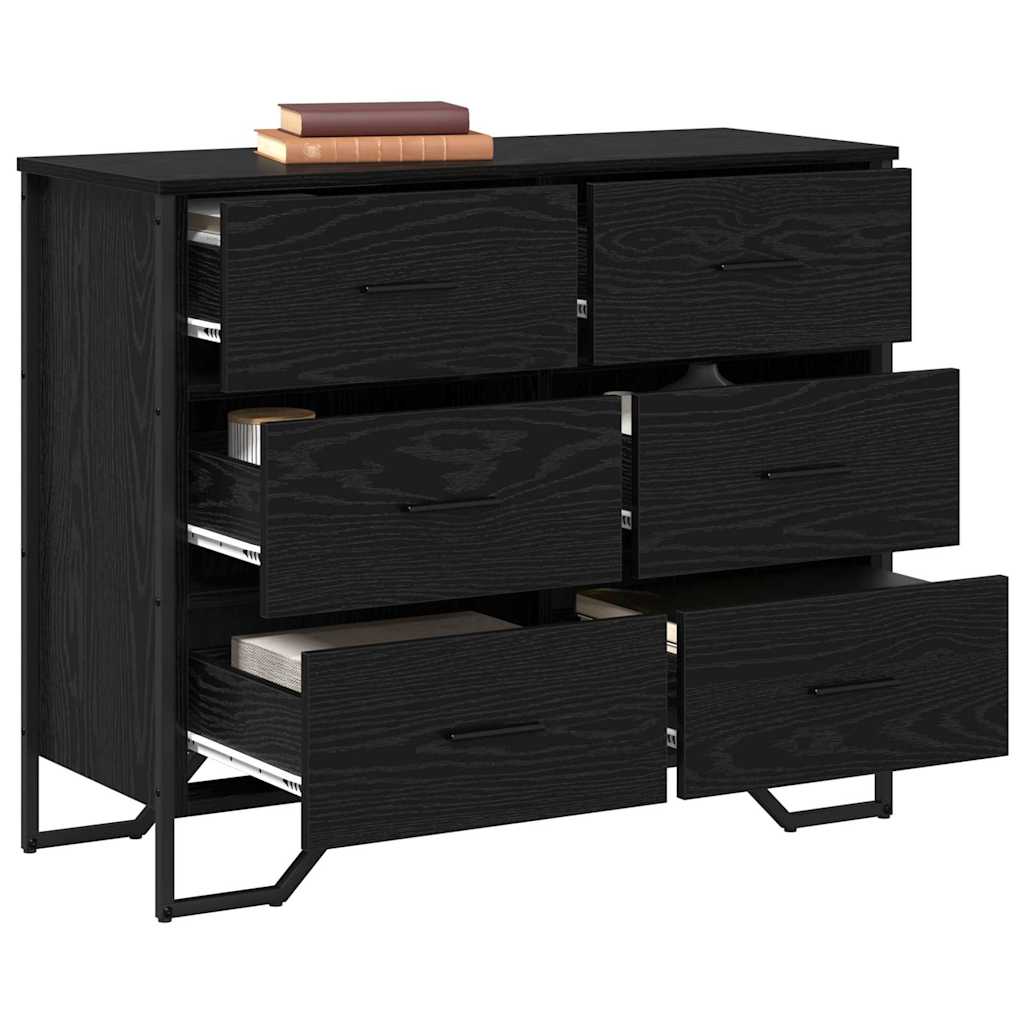 vidaXL Κομοδίνο Μαύρης Βελανιδιάς 91x35.5x74.5 εκ Επεξεργασμένο Ξύλο