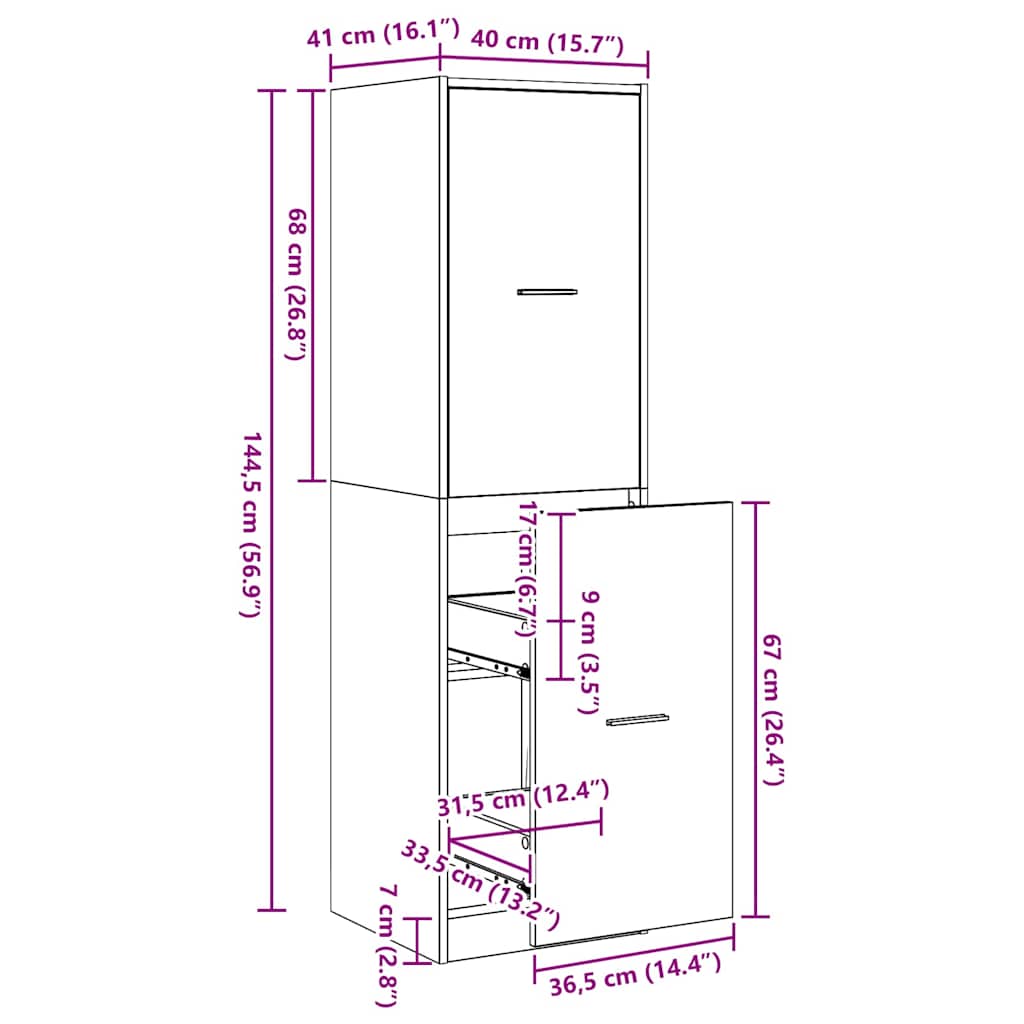 vidaXL Φαρμακοποιϊκή Ντουλάπα Μαύρη δρυς 40 x 41 x 144.5 εκ.