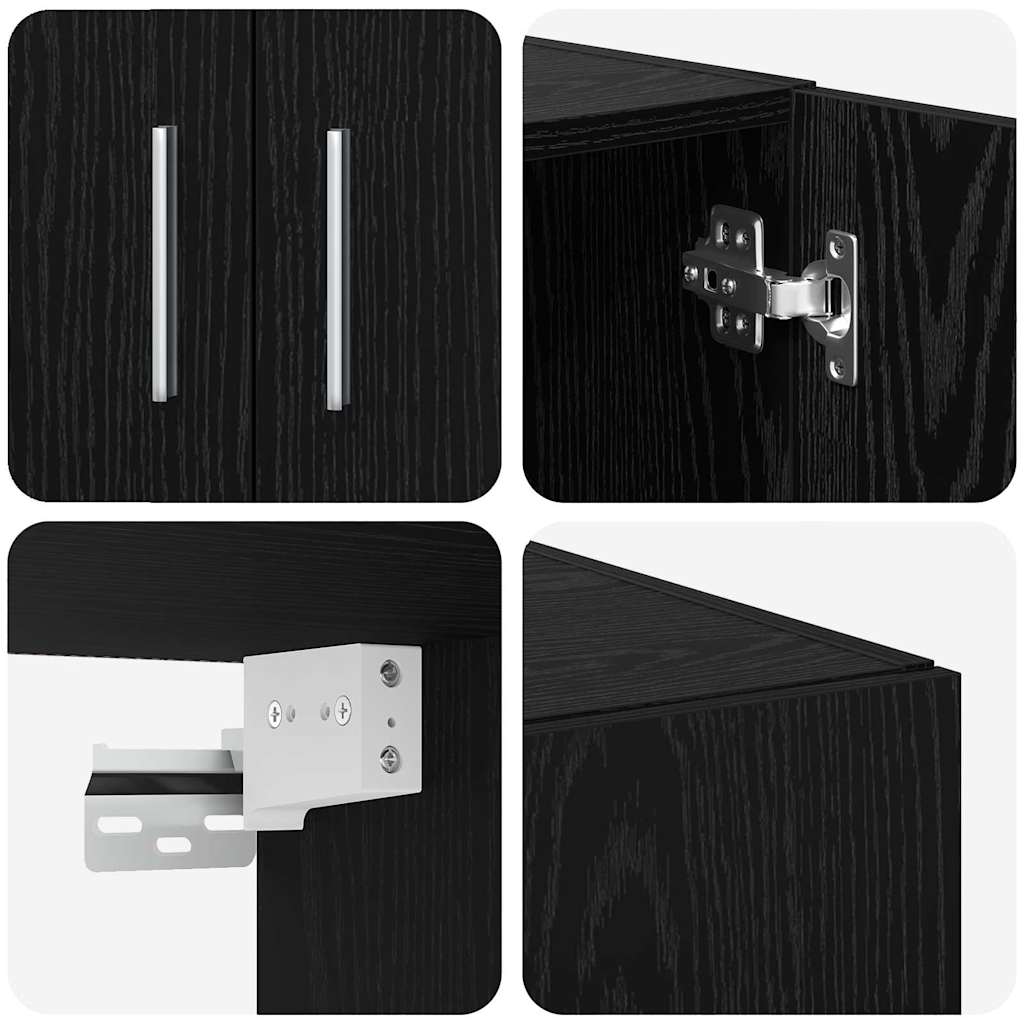 vidaXL Ντουλάπι αποθήκευσης 3 pcs Μαύρη Οξυά