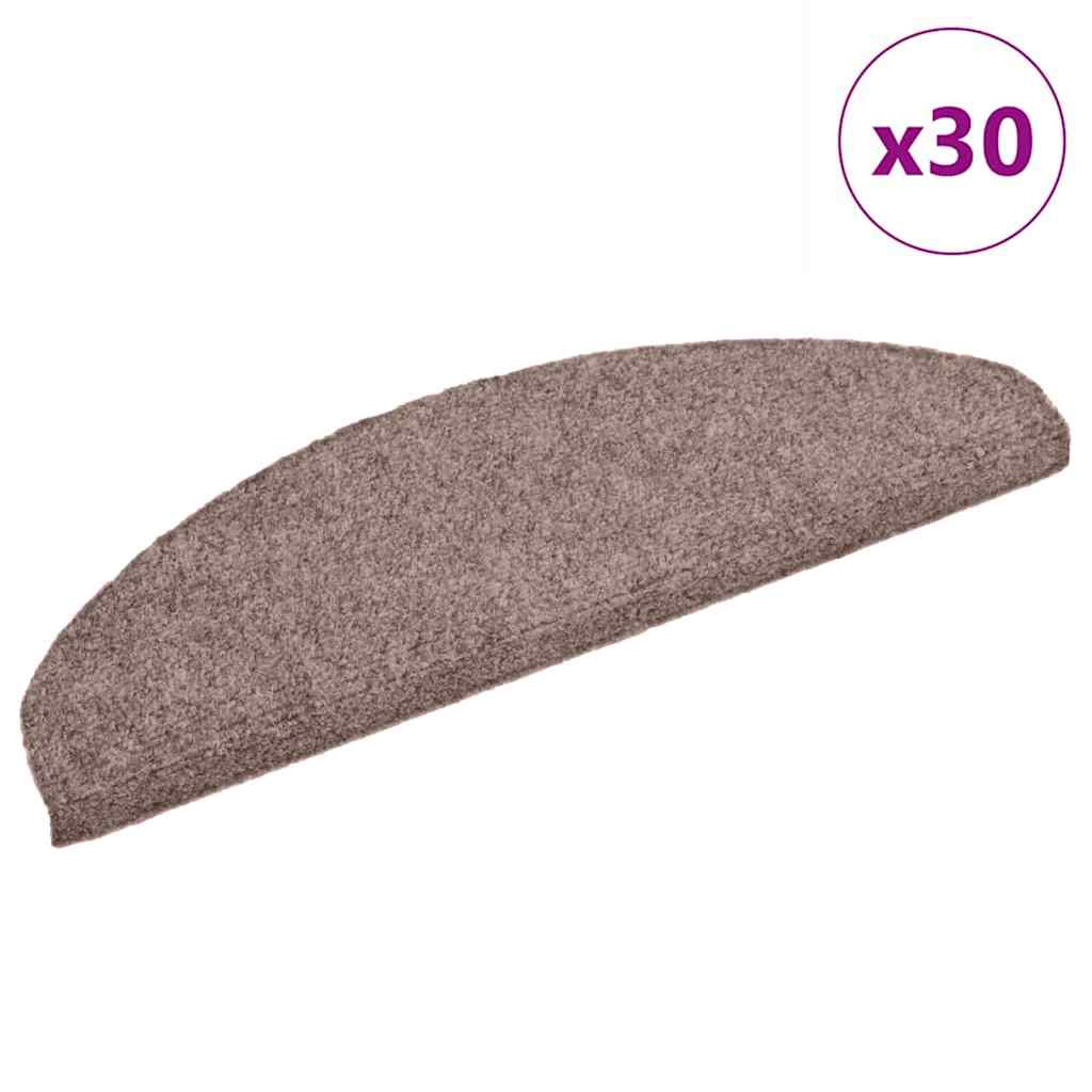 vidaXL Πατάκια Σκαλιών Αυτοκόλλητα 30 τεμ. 65x21x4 εκ. Ανοιχτό Καφέ Ημίστρογγυλά Μεγάλα