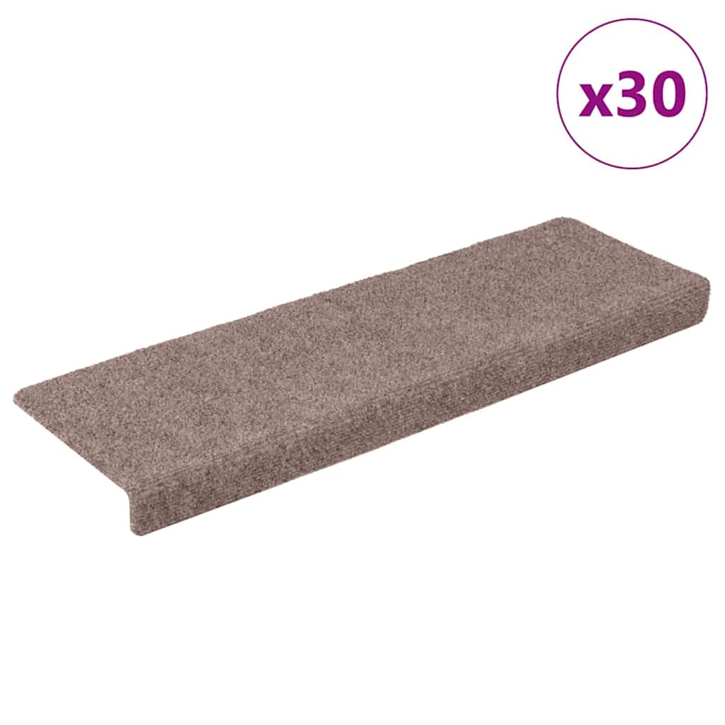 vidaXL Αυτοκόλλητα Πατάκια Σκαλιών 30 τεμ. 65x21x4 εκ. Κρεμ Ορθογώνια Άκρη