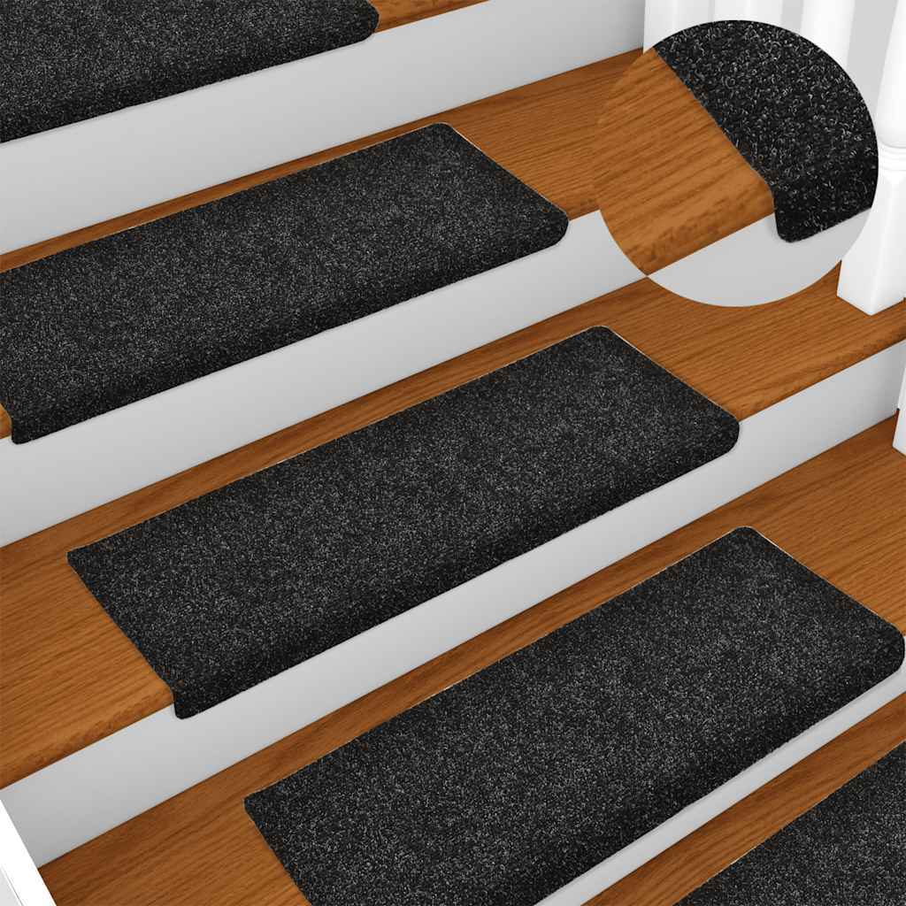 vidaXL Αυτοκόλλητα Πατάκια Σκαλιών 30 τεμ. 65x21x4 εκ. Μαύρα Ορθογώνια Άκρα