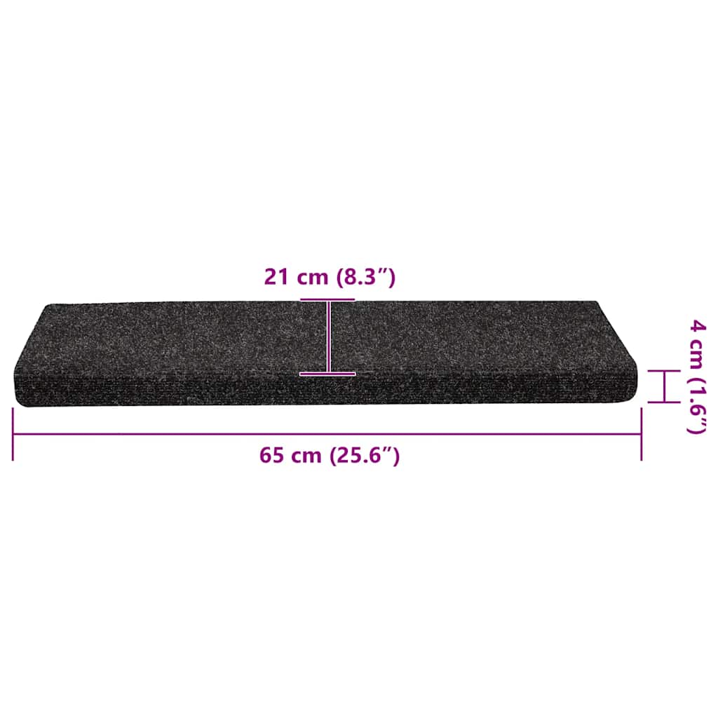 vidaXL Αυτοκόλλητα Πατάκια Σκαλιών 30 τεμ. 65x21x4 εκ. Μαύρα Ορθογώνια Άκρα
