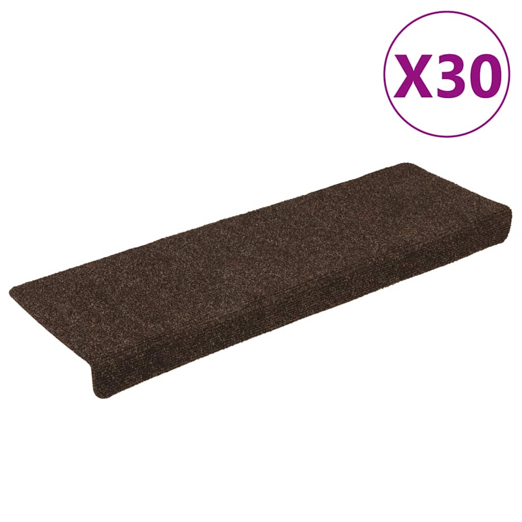 vidaXL Πατάκια Σκάλας Αυτοκόλλητα 30 τεμ. Καφέ 65x21x4 εκ.