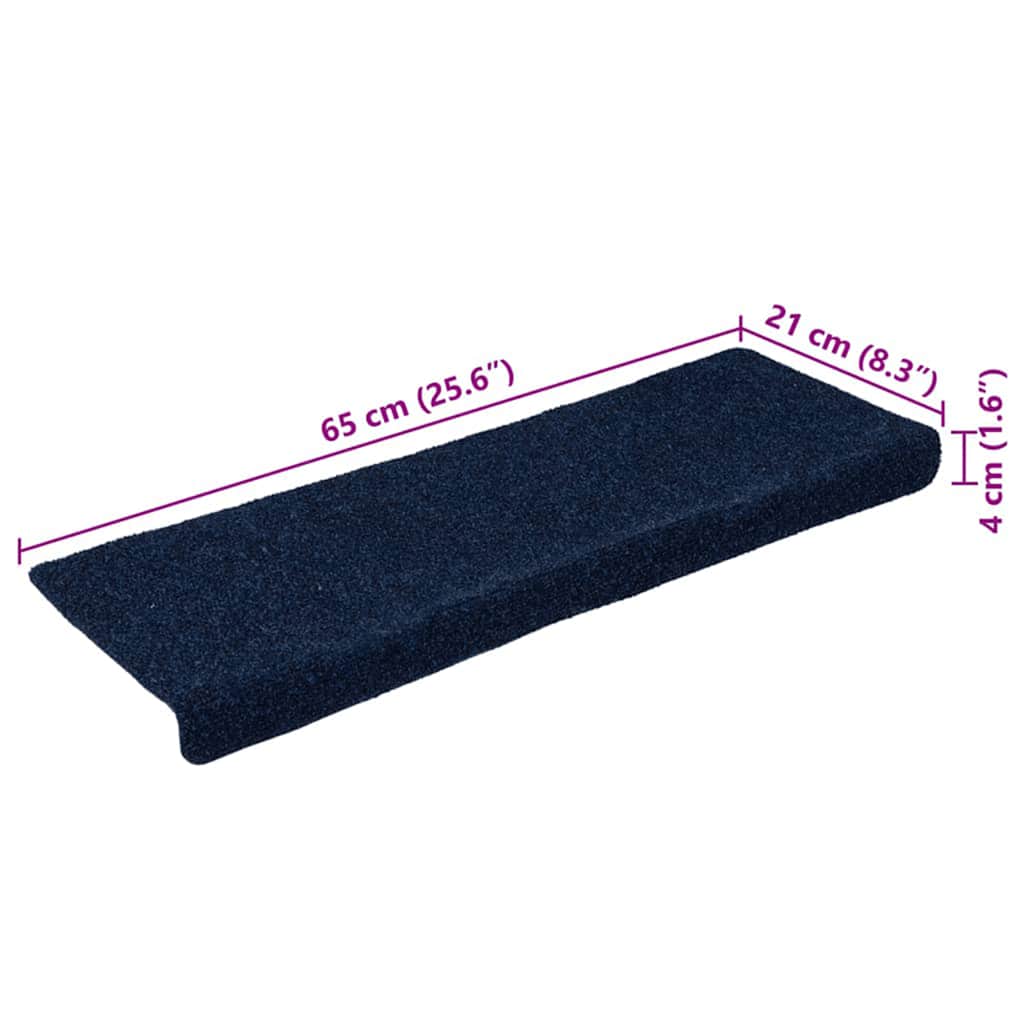 vidaXL Πατάκια Σκαλιών Αυτοκόλλητα 30 τεμ. 65x21x4 εκ. Μπλε Ναυτικό με Ορθογώνια Άκρη