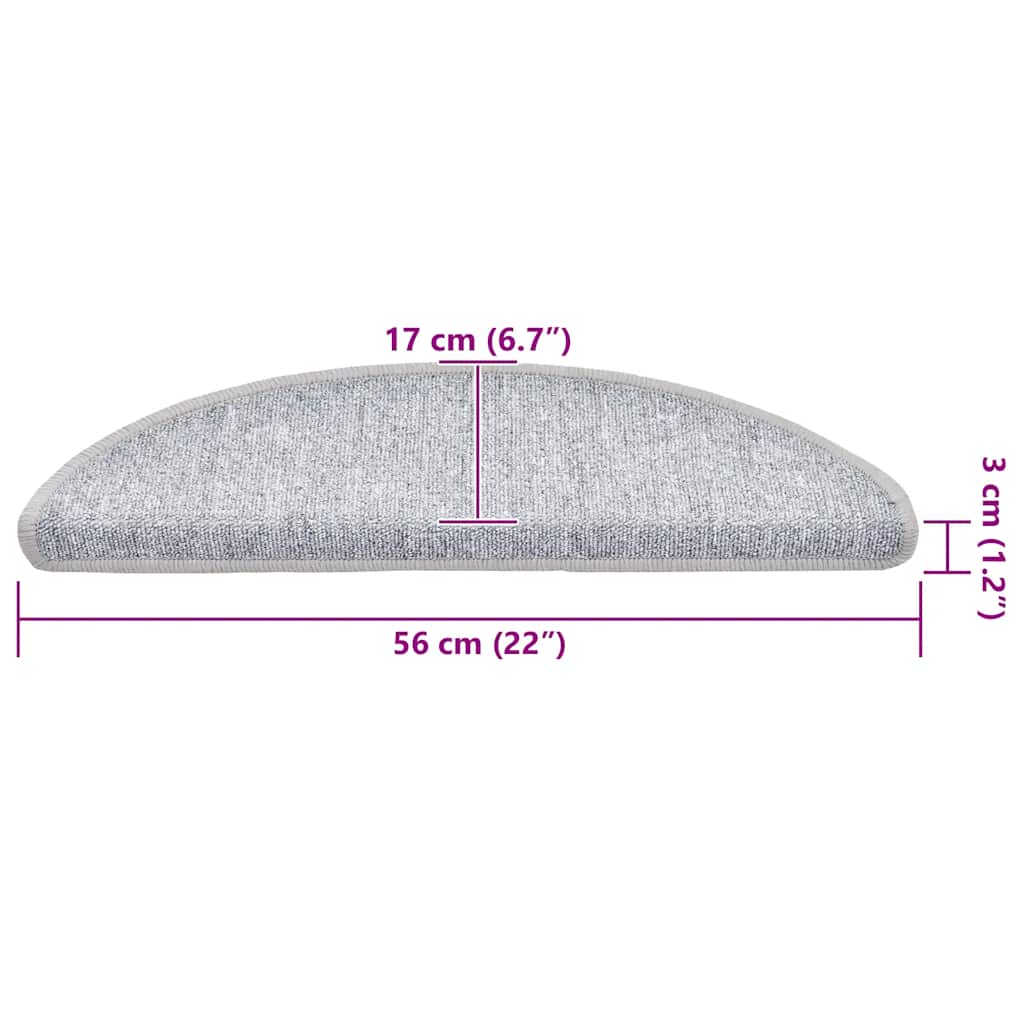 vidaXL Πατάκια Σκαλιών 30 τεμ. Ανοιχτό Γκρι Ημίκυκλα 56x17x3 εκ.