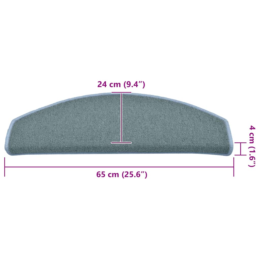 vidaXL Πατάκια Σκαλοπατιών 30 τεμ. 65x24x4 εκ. Θαλασσί Ημίστρογγυλά Μεγάλα