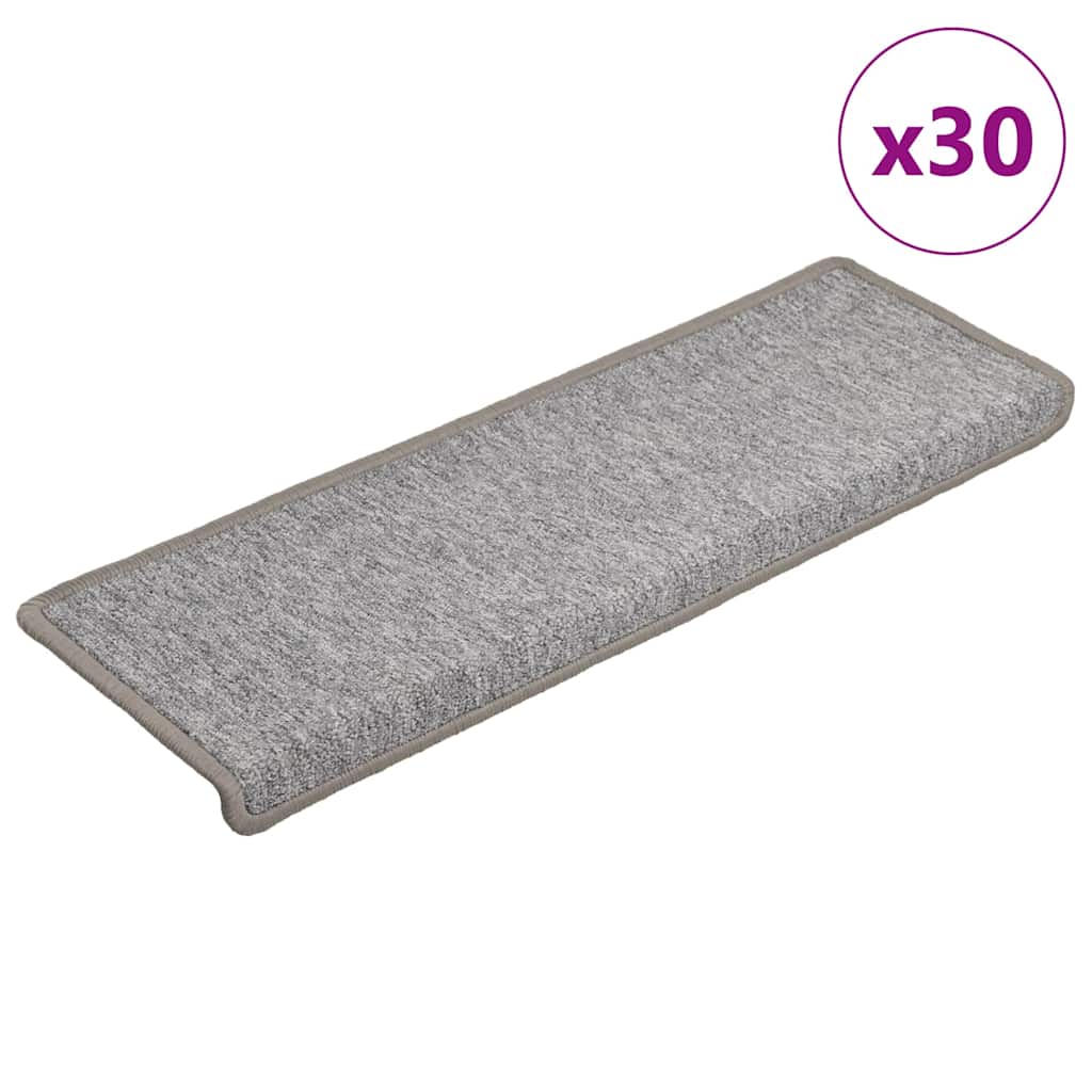 vidaXL Πατάκια Σκαλοπάτια 30 τεμ. Ανοιχτό Γκρι 65x21x4 εκ. με Ορθογώνια Άκρη