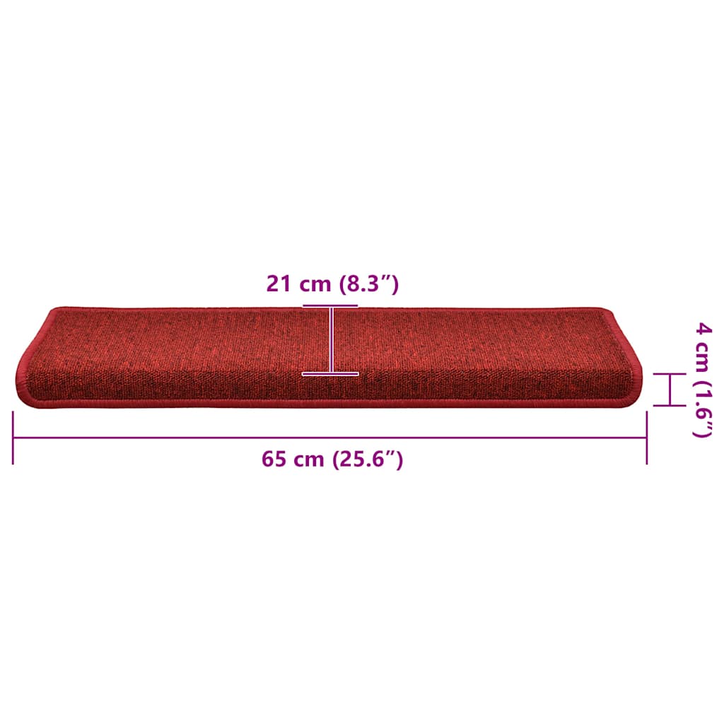 vidaXL Πατάκια Σκάλας 30 τεμ. Κόκκινα 65 x 21 x 4 εκ.