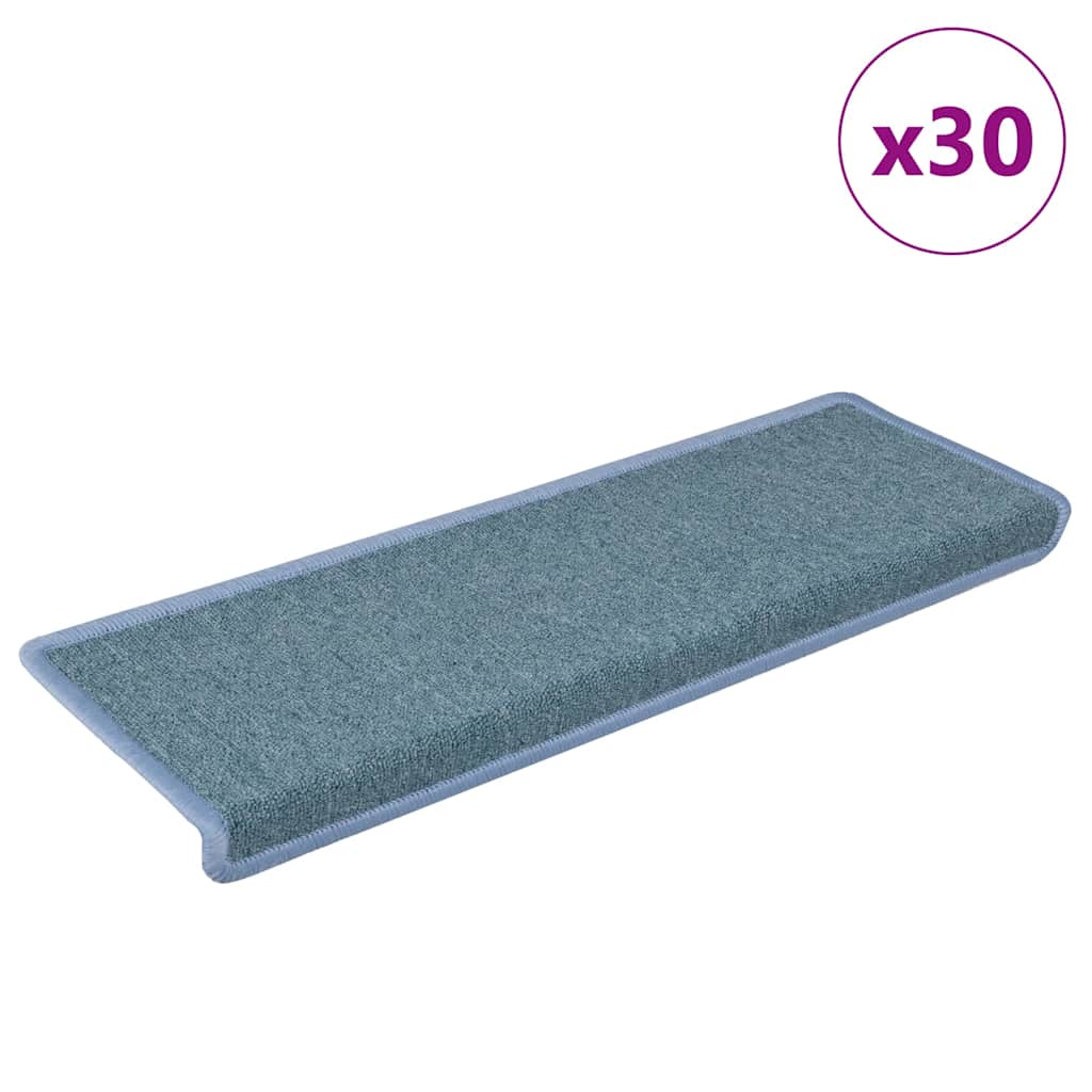 vidaXL Πατάκια Σκαλοπάτια 30 τεμ. 65x21x4 εκ. Θαλασσί με Ορθογώνια Άκρη