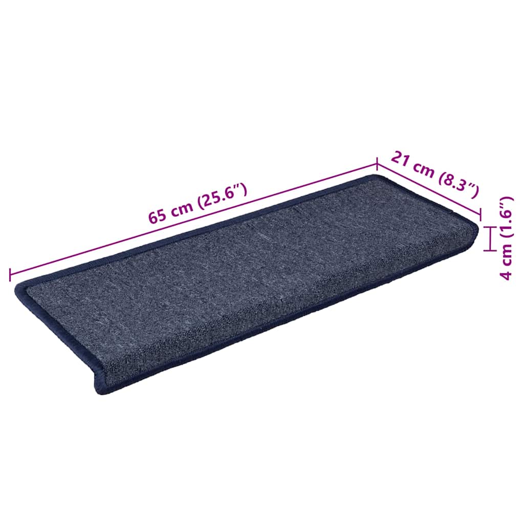 vidaXL Πατάκια Σκαλοπάτια 30 τεμ. 65x21x4 εκ. Σκούρο Γκρι και Μπλε Ορθογώνια Άκρη