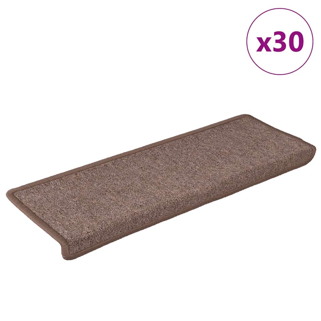 vidaXL Πατάκια Σκάλας 30 τεμ. Καφέ 65 x 21 x 4 εκ.