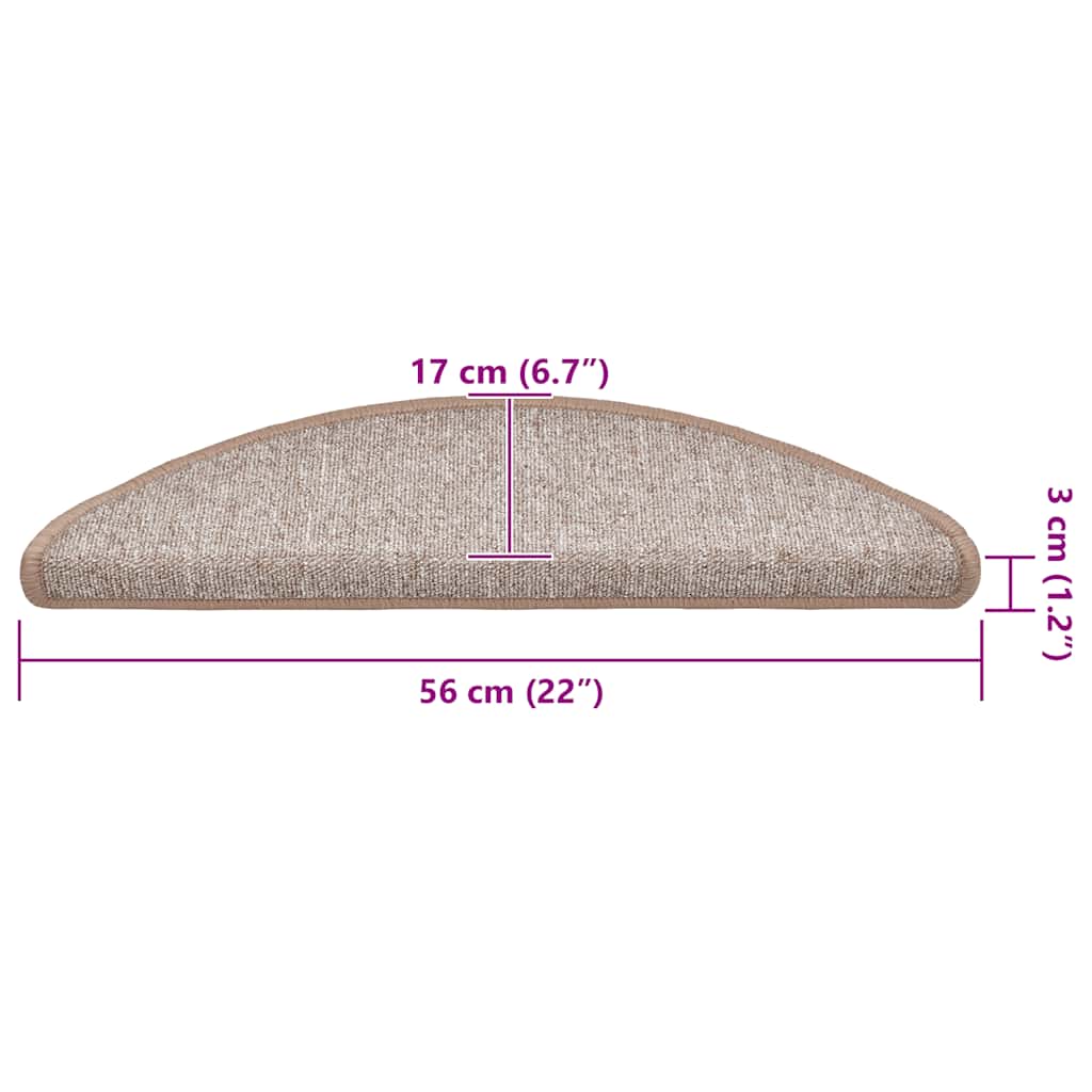 vidaXL Πατάκια Σκαλιών 20 τεμ. Ανοιχτό Καφέ Ημίκυκλα 56x17x3 εκ.