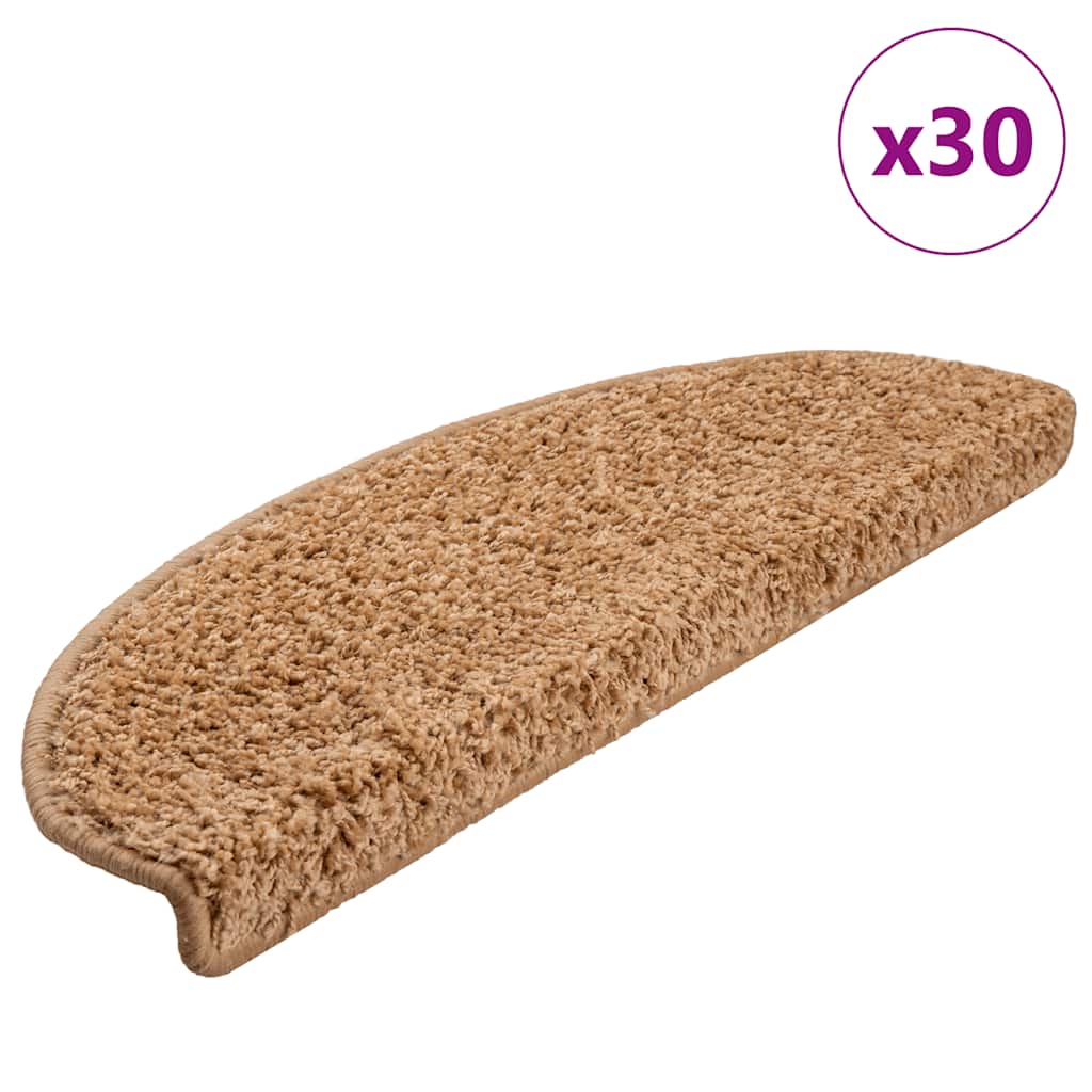 vidaXL Πατάκια για σκάλες 30 τεμ Μπεζ 65x21x4 cm