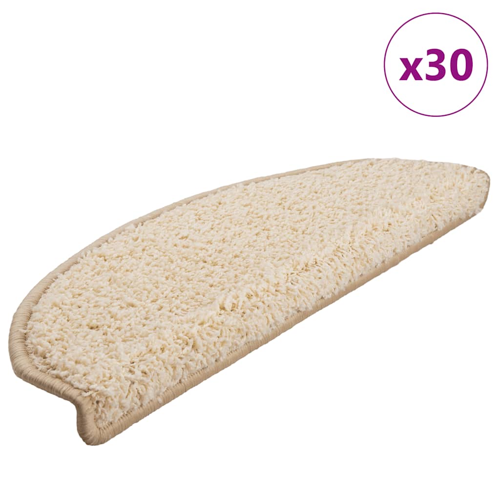 vidaXL Πατάκια για σκάλες 30 τεμάχια Κρέμα 65x21x4 cm