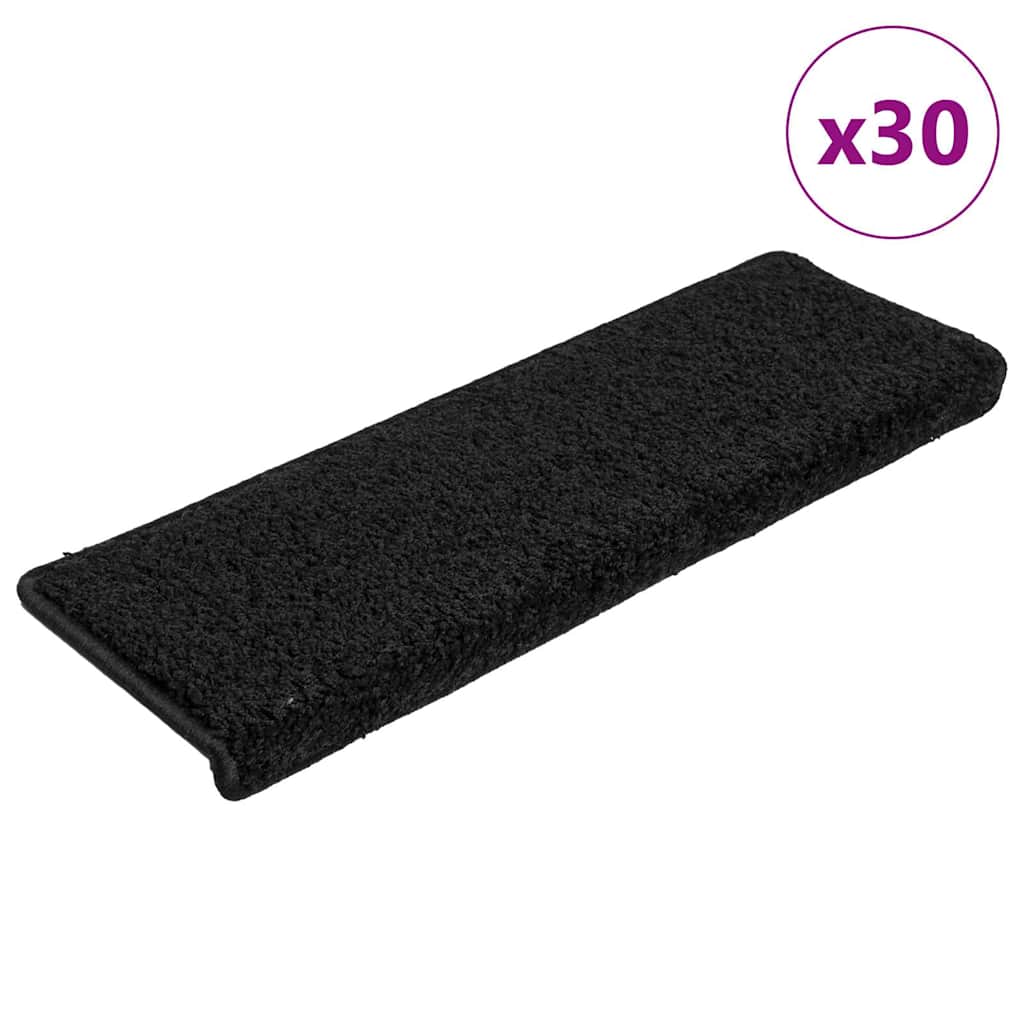 vidaXL Πατάκια για σκάλες 30 τεμάχια 65x21x4 cm Μαύρο