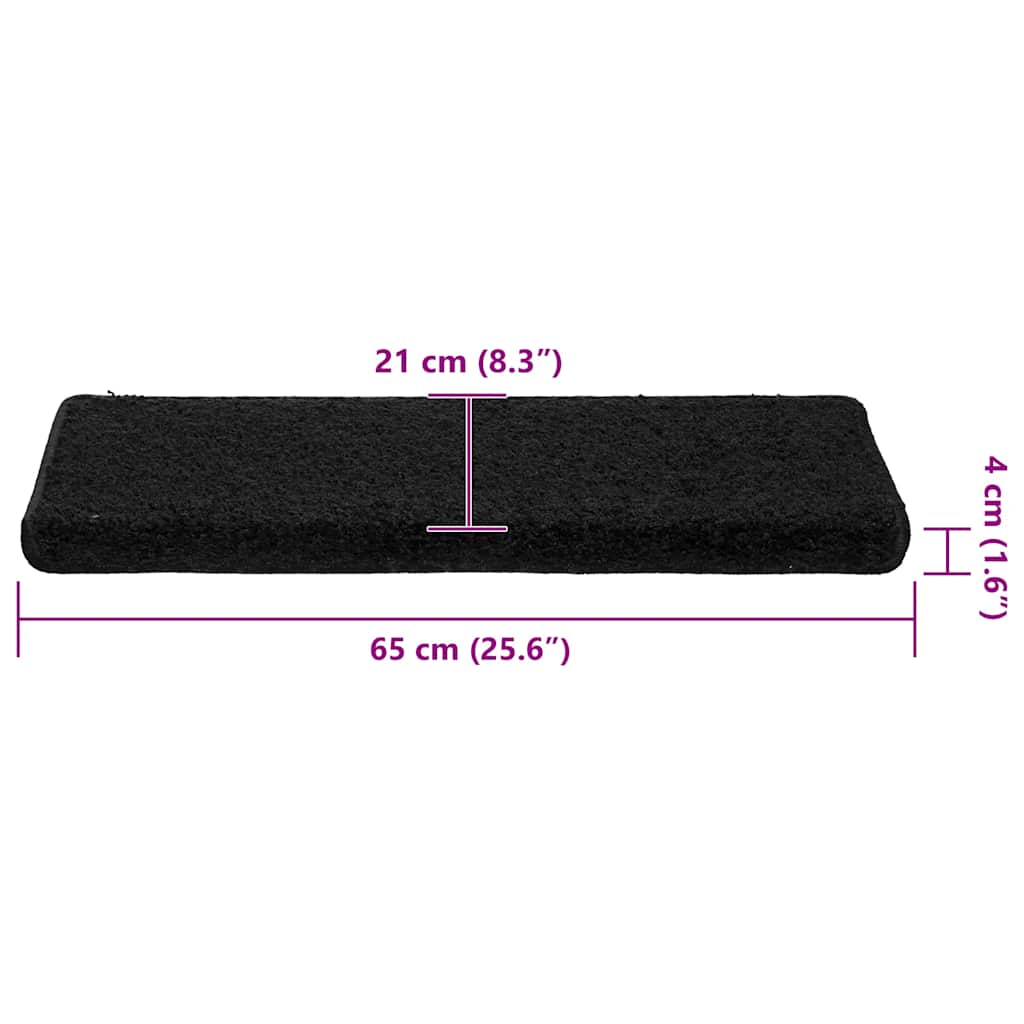 vidaXL Πατάκια για σκάλες 30 τεμάχια 65x21x4 cm Μαύρο