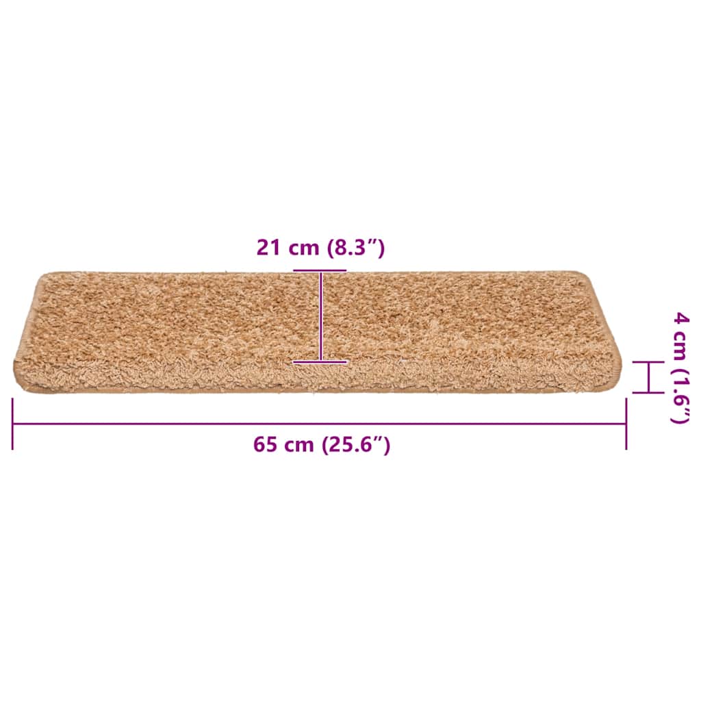vidaXL Πατάκια Σκάλας 30 τεμ. Μπεζ 65 x 21 x 4 εκ.