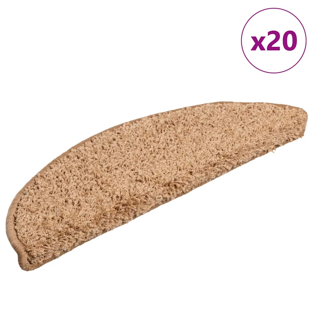 vidaXL Πατάκια Σκαλιών 20 τεμ. Μπεζ Ημίκυκλα 56x17x3 εκ.
