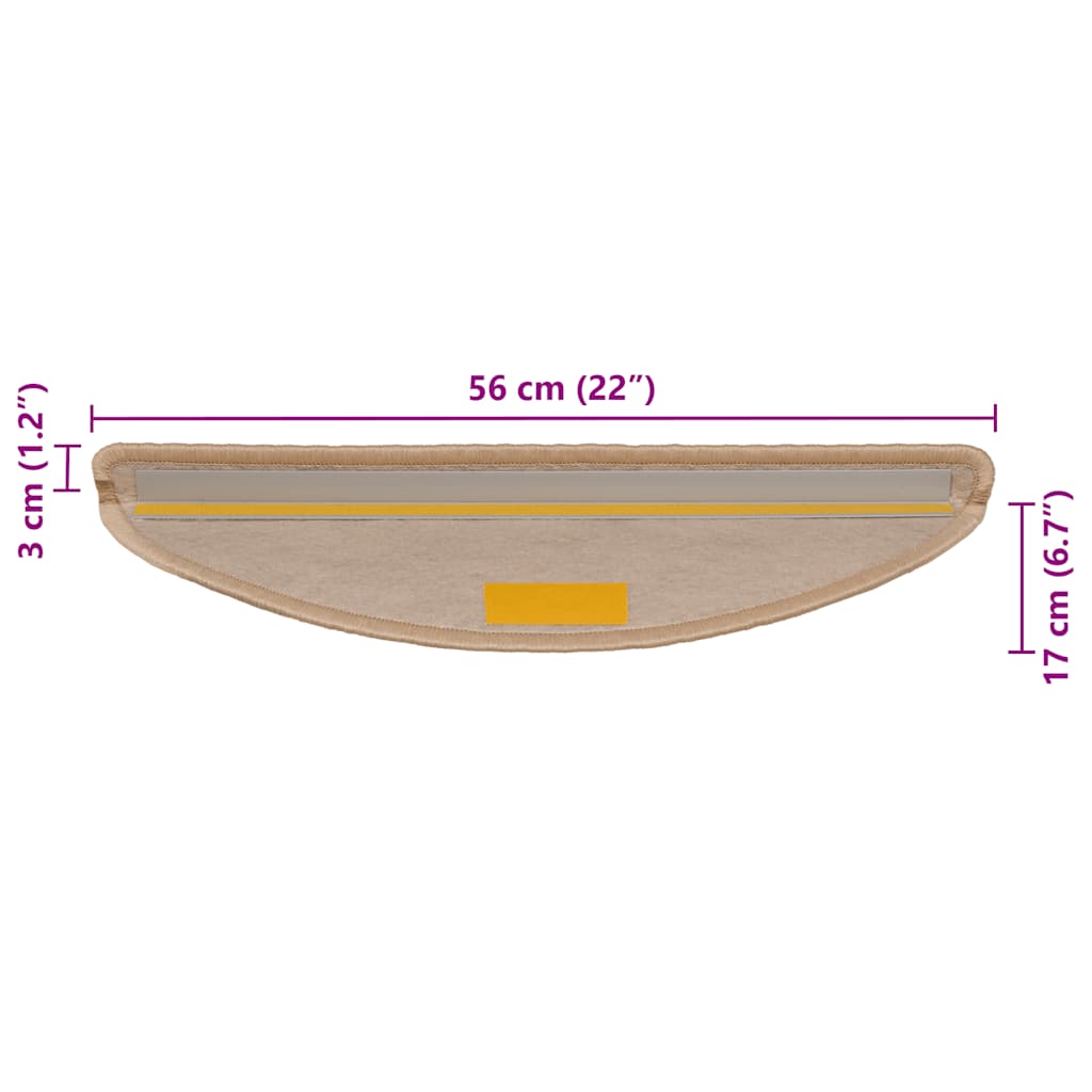 vidaXL Πατάκια Σκάλας Αυτοκόλ. 30 τεμ. Όψη Σιζάλ Αν. Μπεζ 56x17x3 εκ.