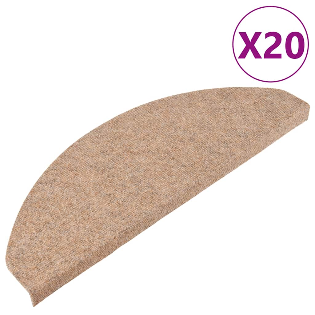 vidaXL Πατάκια Σκάλας Αυτοκόλλητα 20 τεμ. Μπεζ 65 x 22,5 x 3,5 εκ.