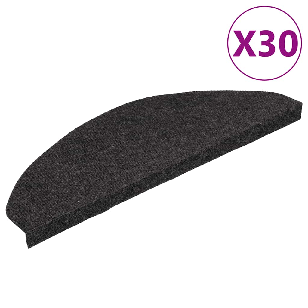 vidaXL Πατάκια Σκάλας Αυτοκόλλητα 30 τεμ. Μαύρα 65 x 22,5 x 3,5 εκ.