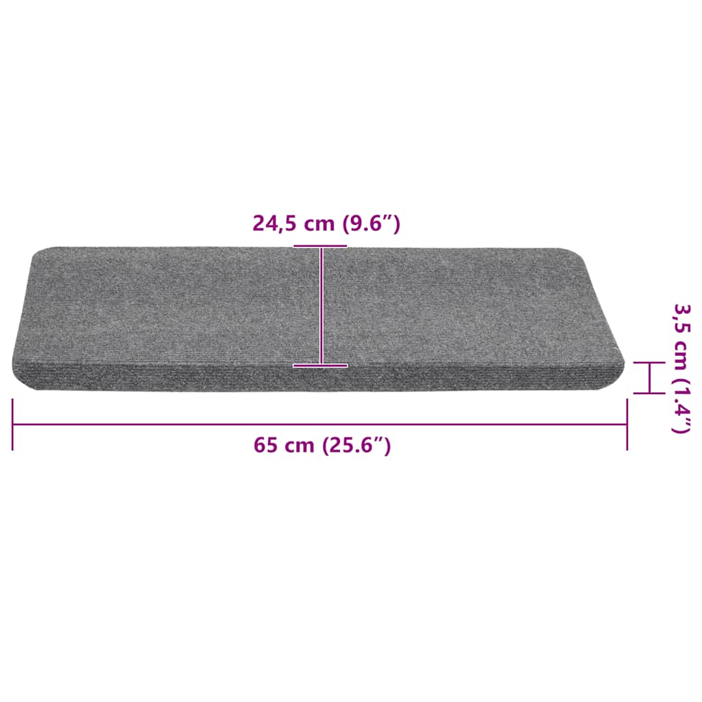 vidaXL Πατάκια Σκάλας Αυτοκόλλητα 30 τεμ. Γκρι 65x24,5x3,5 εκ.