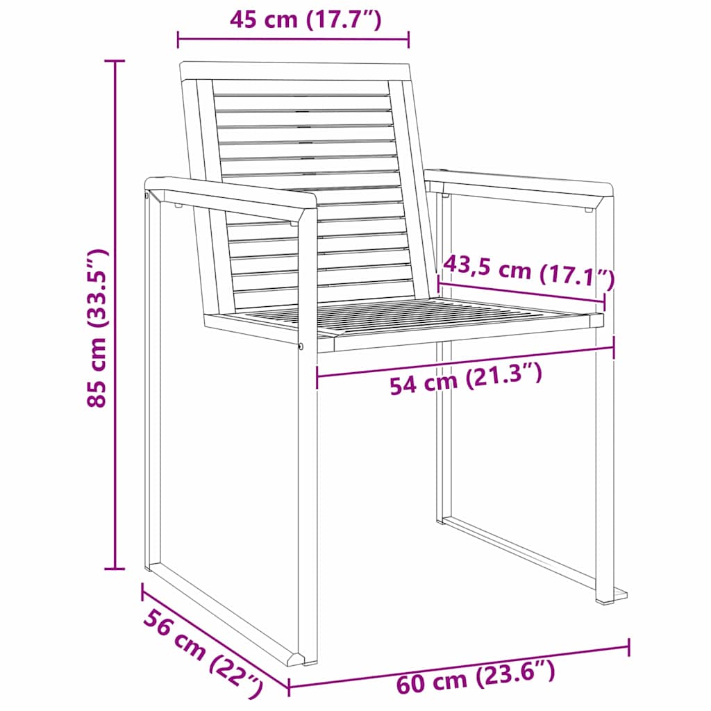 vidaXL Ξαπλώστρα με Καρέκλες Κήπου 3 τεμ Μασίφ Ξύλο Ακακίας
