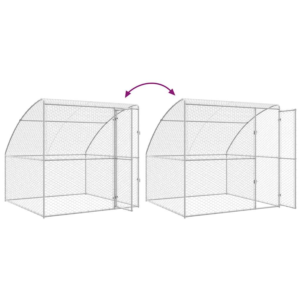 vidaXL Κλουβί Σκύλου με αποθήκευση 2 pcs Ασημί 4 x 2 x 2 m Ατσάλι