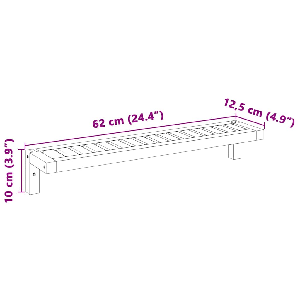 vidaXL Ράφι Τοίχου Κρεμαστό Επιτοίχιο Φυσικό 62 x 10 x 12,5 εκ