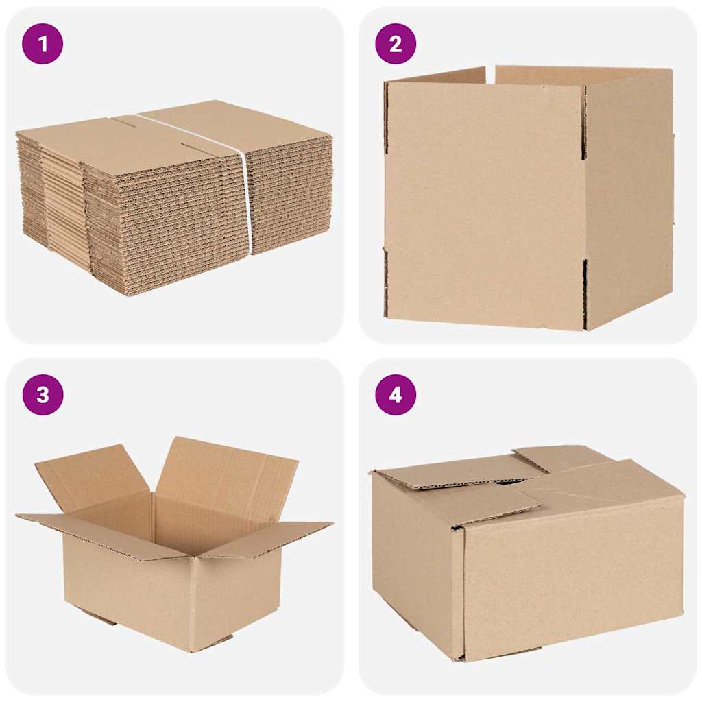 vidaXL Πτυσσόμενο Κουτί 50 pcs Φυσικό 20 x 15 x 10 εκ. Χαρτόνι