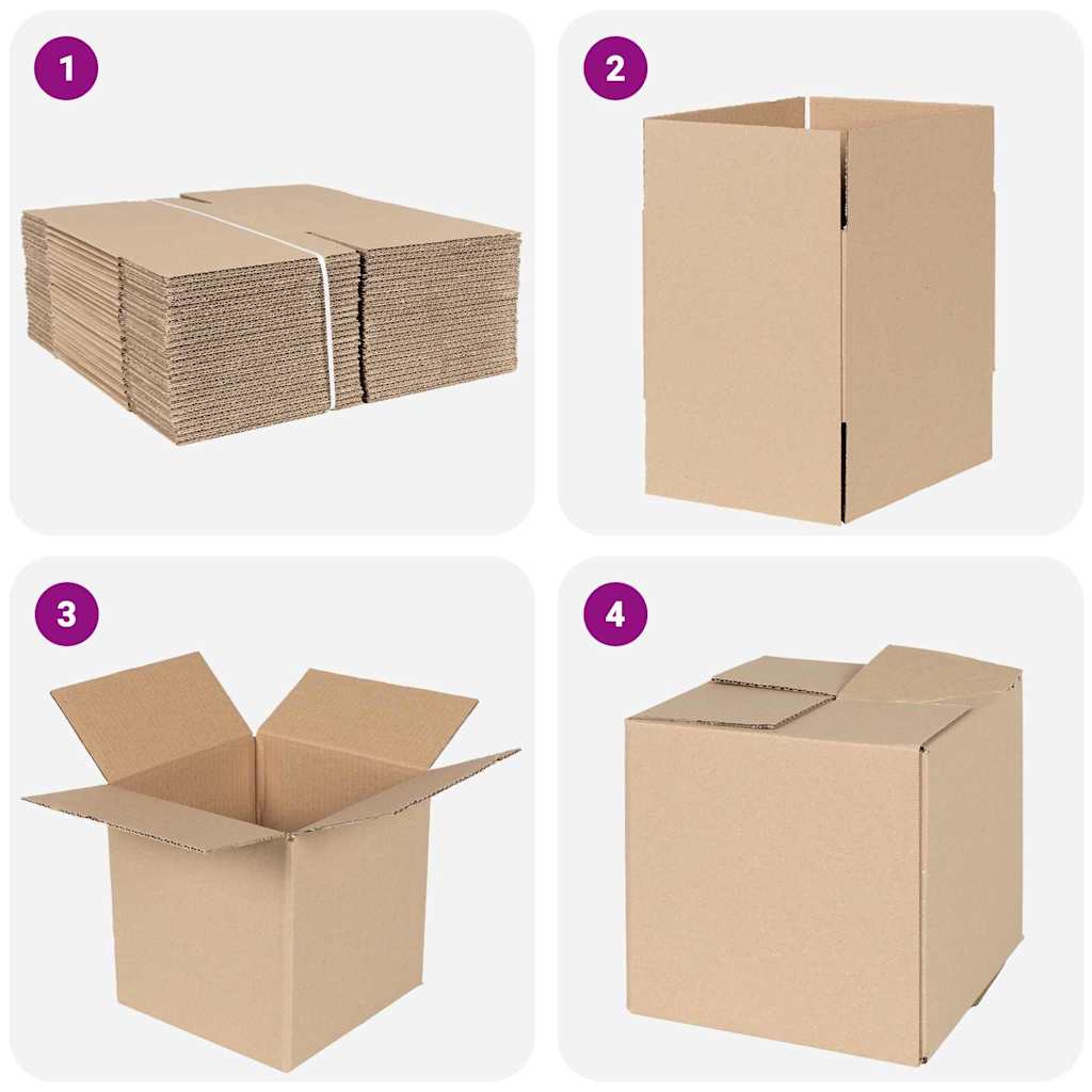 vidaXL Πτυσσόμενο Κουτί 50 pcs Φυσικό 20 x 20 x 20 εκ. Χαρτόνι