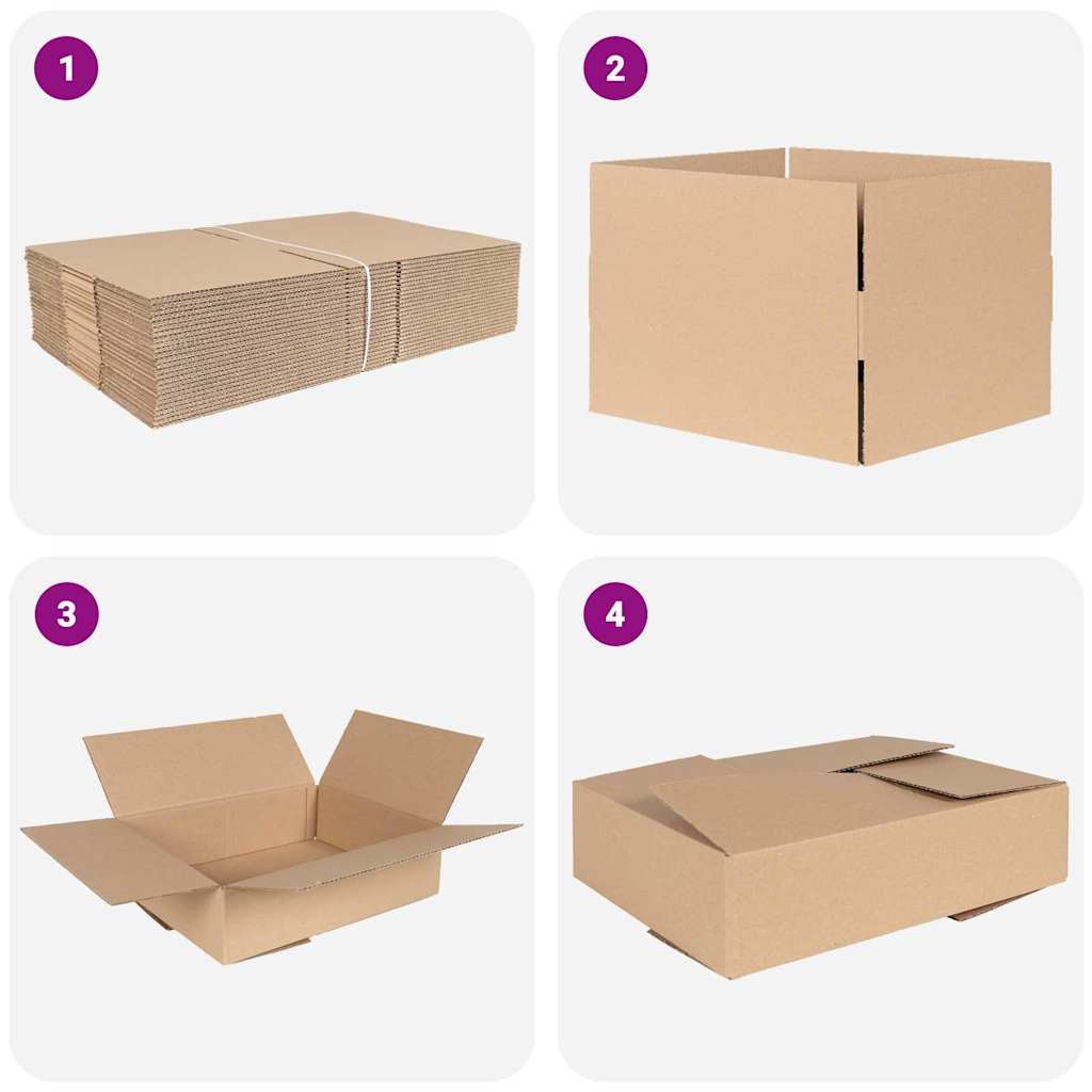 vidaXL Πτυσσόμενο Κουτί 50 pcs Φυσικό 40 x 30 x 10 εκ. Χαρτόνι