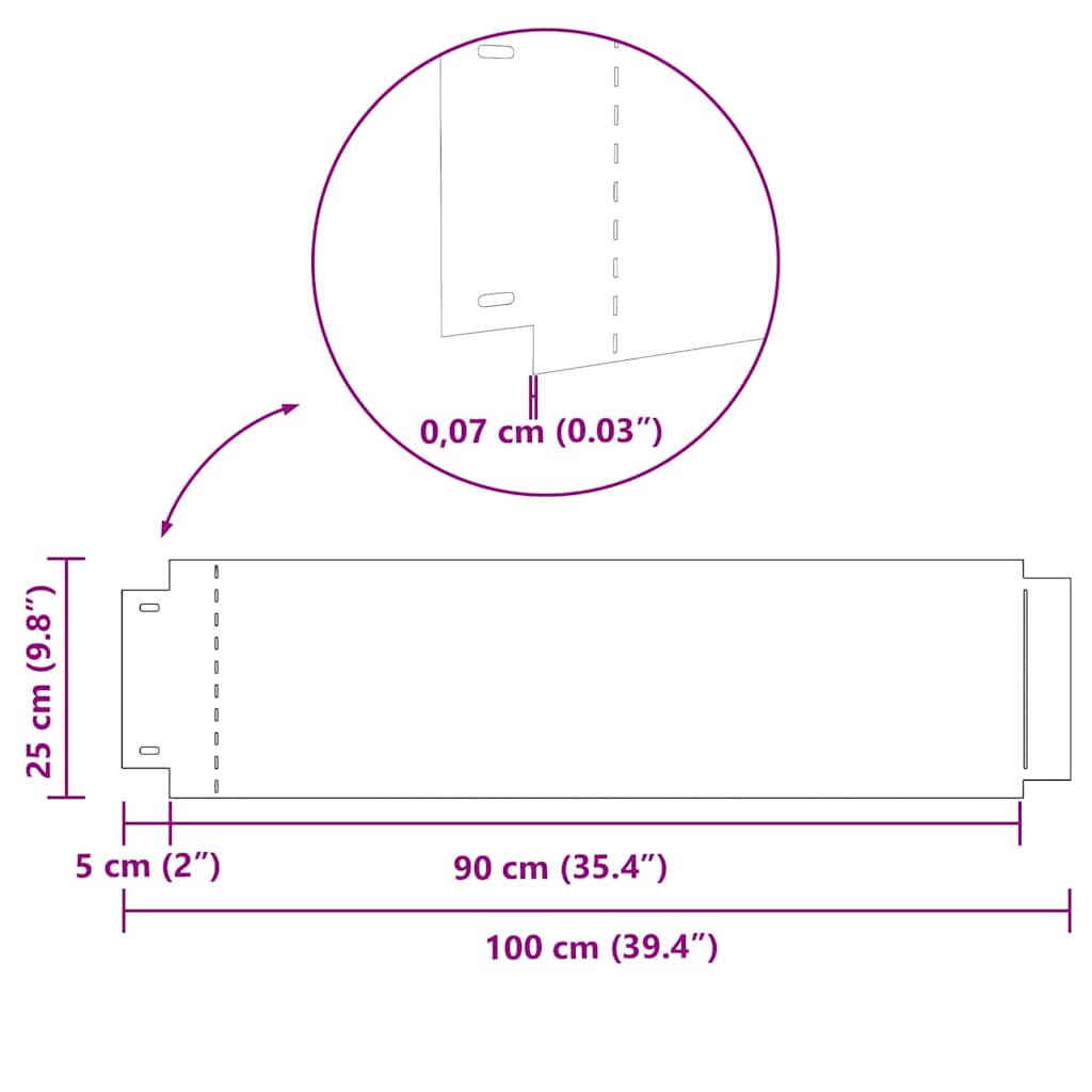 vidaXL Περιγράμματα γκαζόν 30 pcs Ασημί 100 x 25 cm