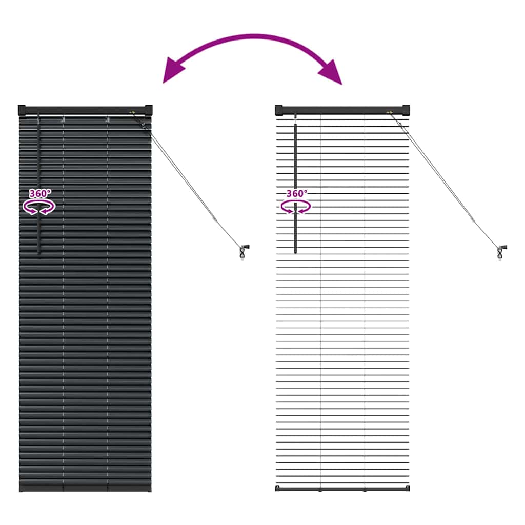 vidaXL Βενετσιάνικη Σκίαση Μαύρο 130 x 45 εκ 25 χιλ. Αλουμίνιο