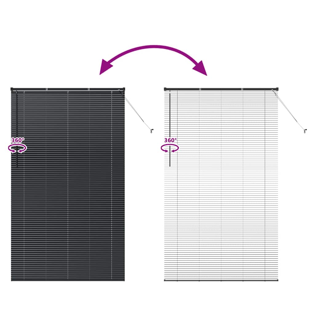 vidaXL Βενετσιάνικη Σκίαση Μαύρο 220 x 125 εκ 25 χιλ. Αλουμίνιο