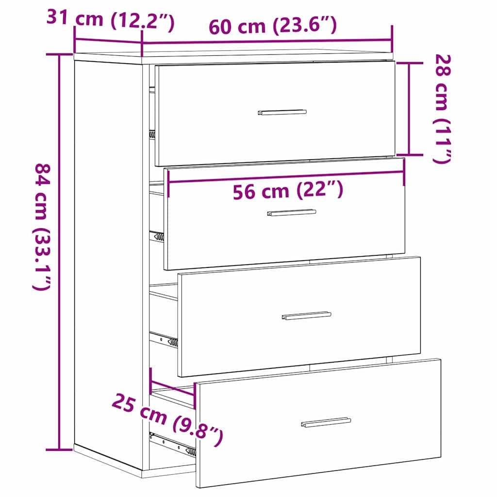 vidaXL Πλαϊνό γραφείο Artisan Oak 60 x 31 x 84 εκ. Επεξεργασμένο ξύλο