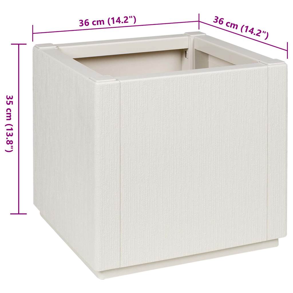 vidaXL Γλάστρα Κήπου Λευκό 36 x 36 x 35 εκ. Πολυπροπυλένιο